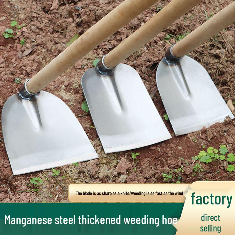 All-Steel Manganese Hoe for Outdoor Gardening and Land Reclamation