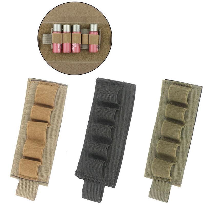 Tactical Hunting Ammo Holder 5 Rounds Shell Holder Bullet Bag Adhesive Patch for Rifle 12GA Shotgun Hunting Gun Accessories