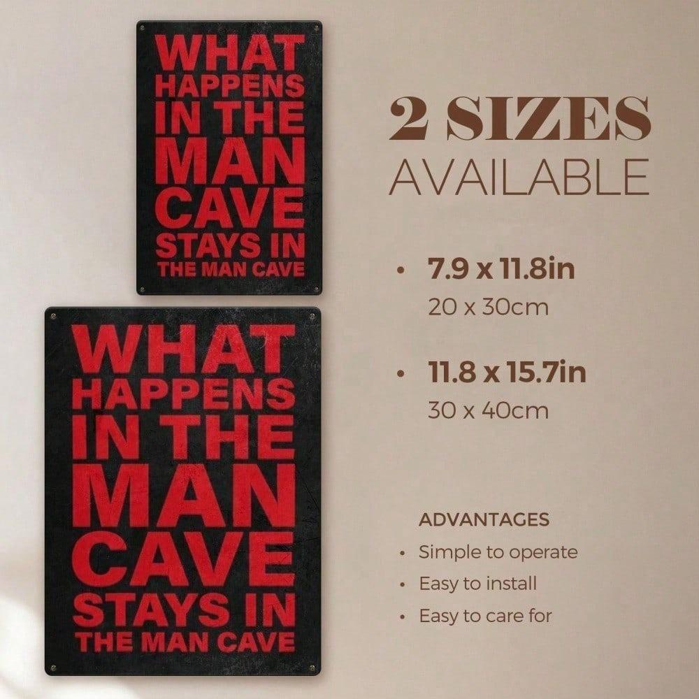 1/2Pcs Vintage Man Cave Tin Sign, What Happens In The Man Cave Stays In The Man Cave, Rust-Proof Durable Funny Metal Wall Plaque