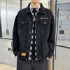 Denim Jacket Men Distressed Turn Down Collar Coats Single Breasted Washed Outerwear Loose Fit Pockets