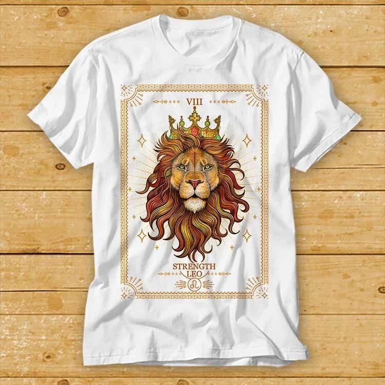 Zodiac Leo Lion Tarot Card Viii Strength Funny Gift Tee T Shirt 1965