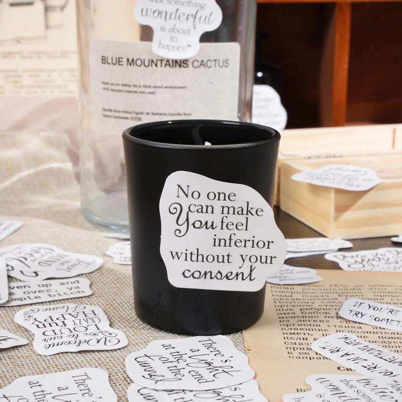 46Pcs/Box English Words Stickers Vintage Letter Paper Stationery Sticker Set for Diy Scrapbook Card Making Craft Lettering