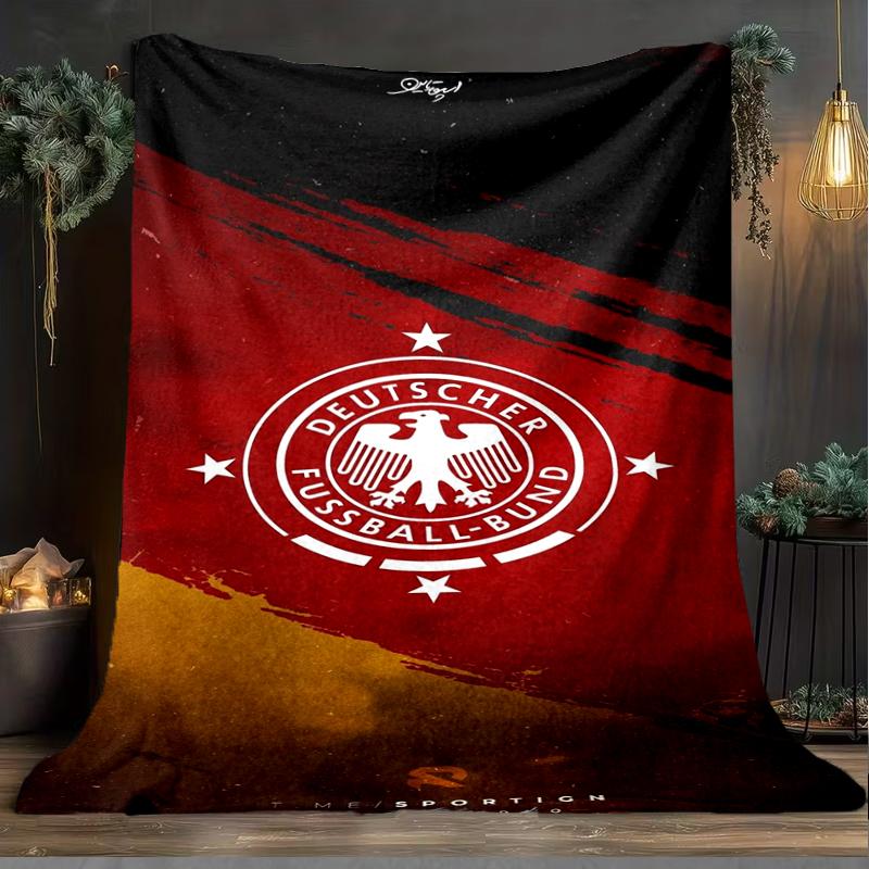1PC German Football Emblem Printed Soft Flannel Blanket Throw for Adult Bedroom Living Room Sofa Camping Travel Fan gifts Christmas Gifts