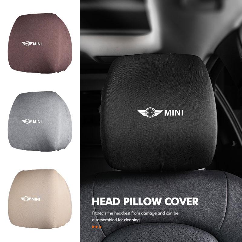 For MINI Car Logo Seat Headrest Pillow Case Neck Support Pad Anti-Dust Cover Accessories Cooper One JCW R56 Countryman Clubman