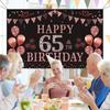 Trgowaul 65th Birthday Decorations for Women 65 year old Rose Gold Birthday Backdrop Banner 5.9 X 3.6 Fts Happy Birthday Party Suppiles Photography