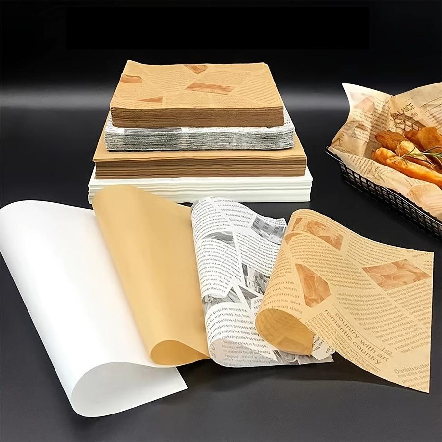 500pcs Wax Paper Greaseproof - 5 in 1 Multi-use Baking Sandwich Wrapping Paper for Picnic, Basket Lining, Food Grade Brown Wax