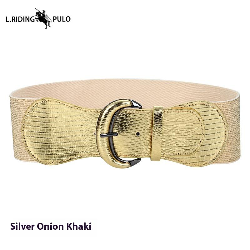 Ceinture de mode Robe Ceinture Femme Boucle en cuir Imprimé animal Ceinture large élastique