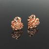 Purple Gold Retro Car Flower Hollow Swan Stud Earrings, Colored Gold Mori Series Rose Gold Plated Earrings.