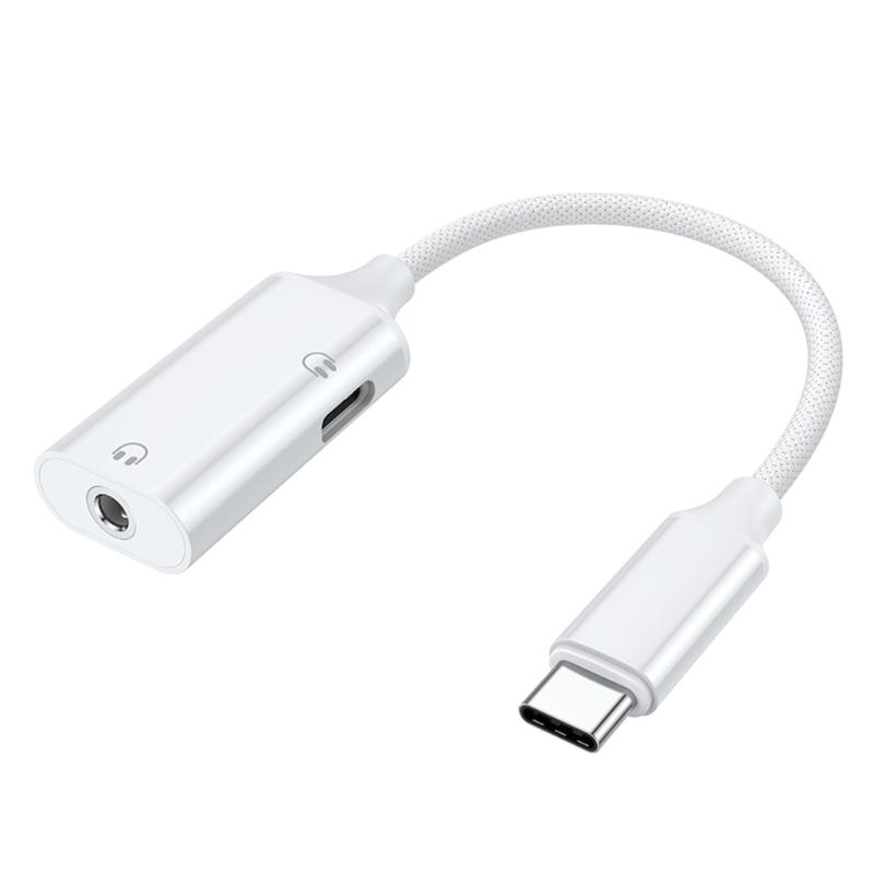 Type C Headphone Jacks Splitter PD60W Power Delivery HiFi Sound Nylons Braids Cable Simultaneous Charging Sound Use