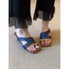 French Elegant Square Head Fish Pattern Cover Toe Special-shaped Slope Heel Fashionable and Versatile Outer Wear Open-toed Cool Slippers