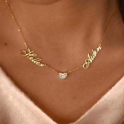 Gepersonaliseerde Ketting met Twee Namen Voor Vrouwen Kerstmis Meerdere Namen Zirkonia Hart Kettingen Gepersonaliseerde Sieraden Koppel Delicaat Cadeau Mama