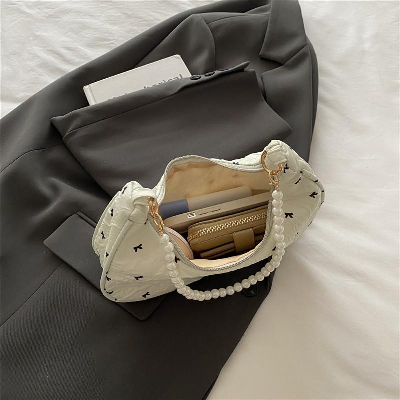 Borsa a Mano Unica con Fiocco Pieghettato Elegante Versatile Borsa a Spalla/Sottobraccio Per Donna