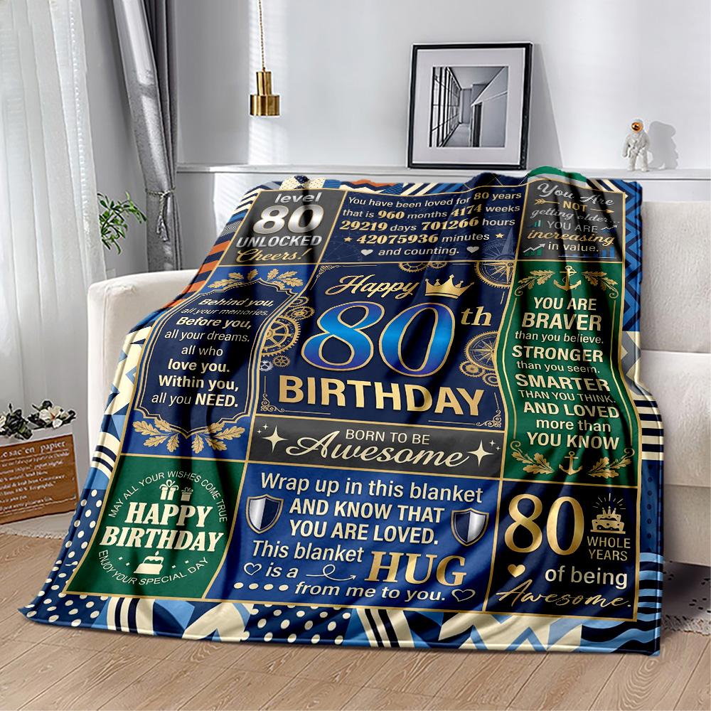 Coperta in Flanella per l'Ottantesimo Compleanno - Morbida e Adatta per Divani, Letti, Uffici, Viaggi, Tutte le Stagioni, Ottimo Regalo per Feste e Compleanni.