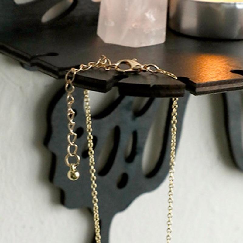Black Hanging Shelf Crystal Holders Butterfly Shape Wood Cutout Floating Wall Shelves for Bedroom Living Room Decoration