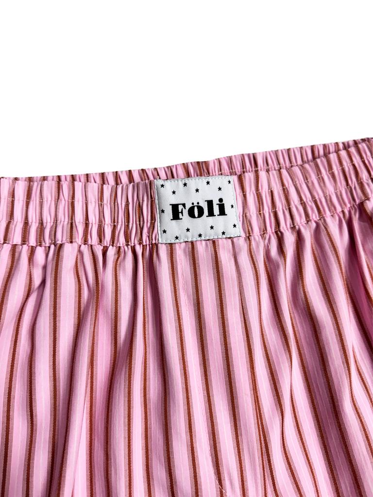 Polli (Women'S) Frill Collarless Home Capri Set, Pink Stripe