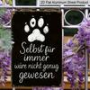 2D Flat 1pc German & English Pet Memorial Aluminium Plaque - Vintage Black & White Paw Print Sign with "Even Forever Wouldn't Have Been Enough