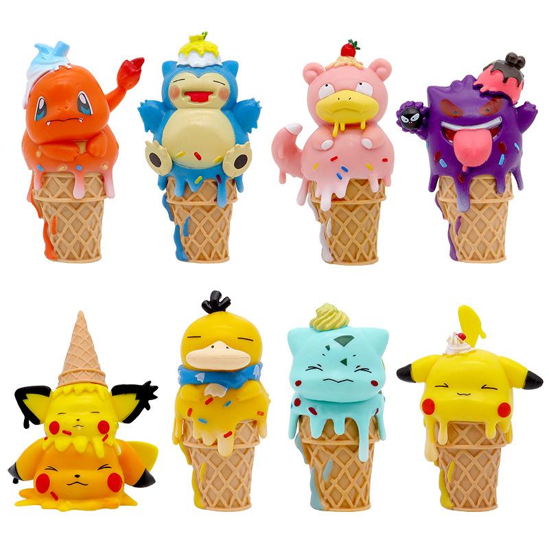 PokéMon Pocket Monster Ice Cream Anime Figurine Bulbasaur Snorlax Pokemon Collection Model Doll Desktop Decoration Toy Kids Gift