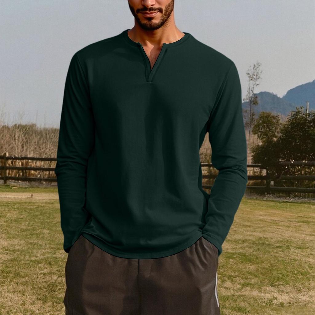 Men's V-neck Long-sleeved Top Is Casual