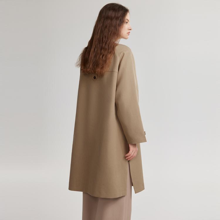 ELLE French Design Melange Petite Coat High-End Straight Long Trench Coat Women coats Khaki ED49346