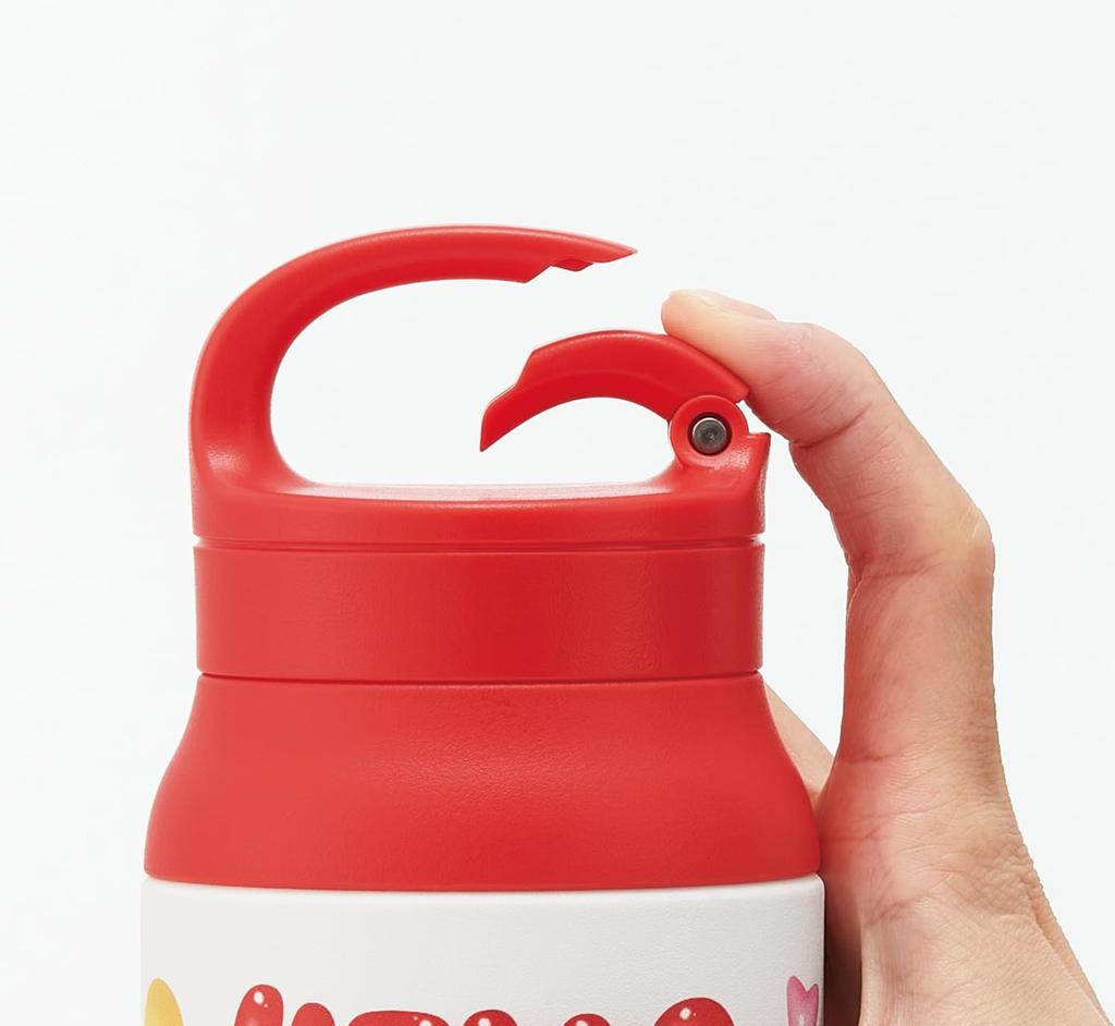 Skater Stainless Steel Water Bottle with Carabiner Vacuum Sanrio Hello Kitty Puffy Balloon Design STBC6-A Handle, Insulated, 600ml, Double-Layered