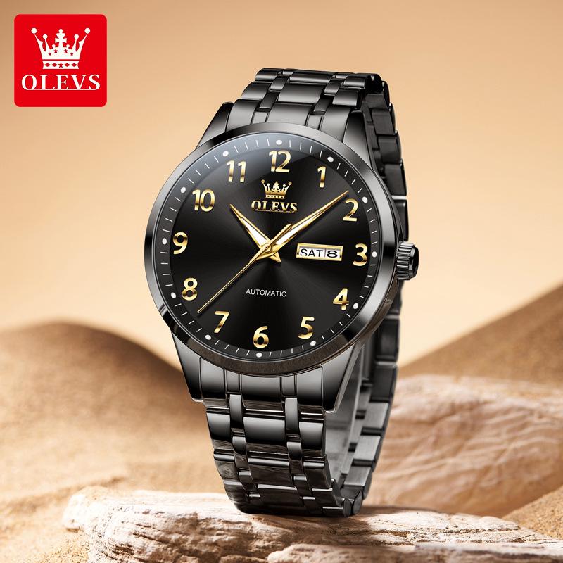 Olevs Высококлассные Минималистичные Мужские Автоматические Часы с Цифровым Циферблатом для Среднего и Пожилого Возраста.