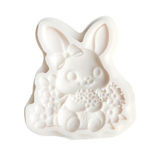 Yousheng Rabbit Silicone Mold Easter Bunny Floral Pattern Chocolate Candy Making Mold Flexible Reusable Easy Demoulding Cake Decoration Mold
