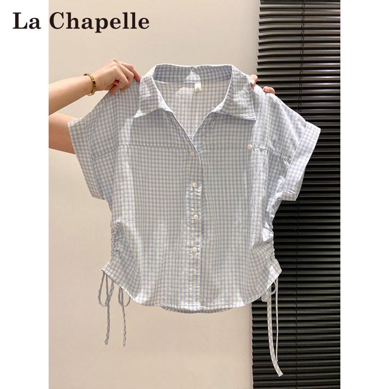 La Chapelle Women s Plaid Polo Short Sleeve Top XL