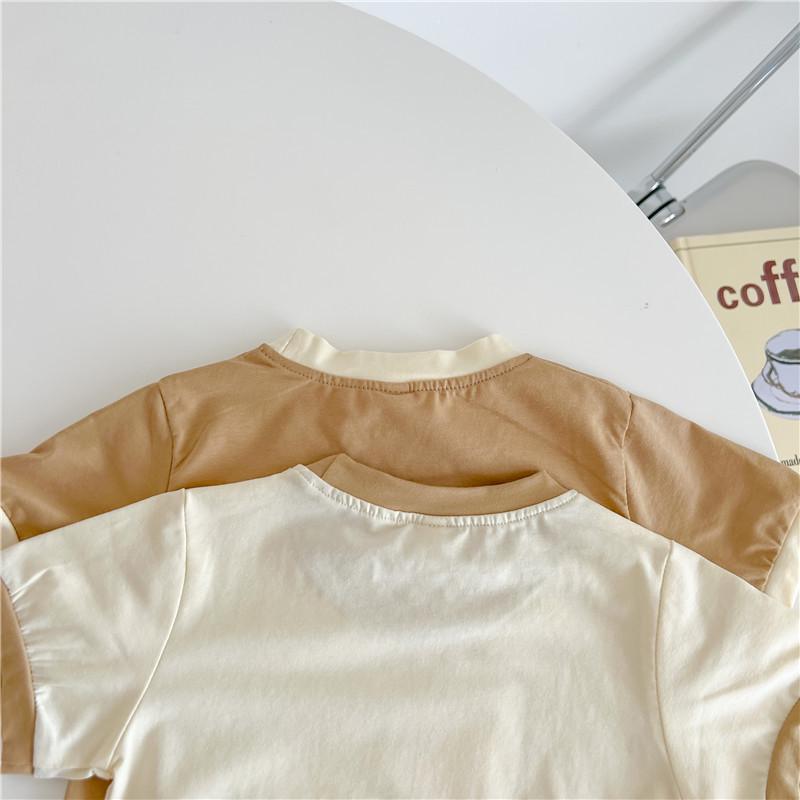 INS Style Summer Infant Bear Romper Unisex Short-Sleeve Snap-Crotch Bodysuit