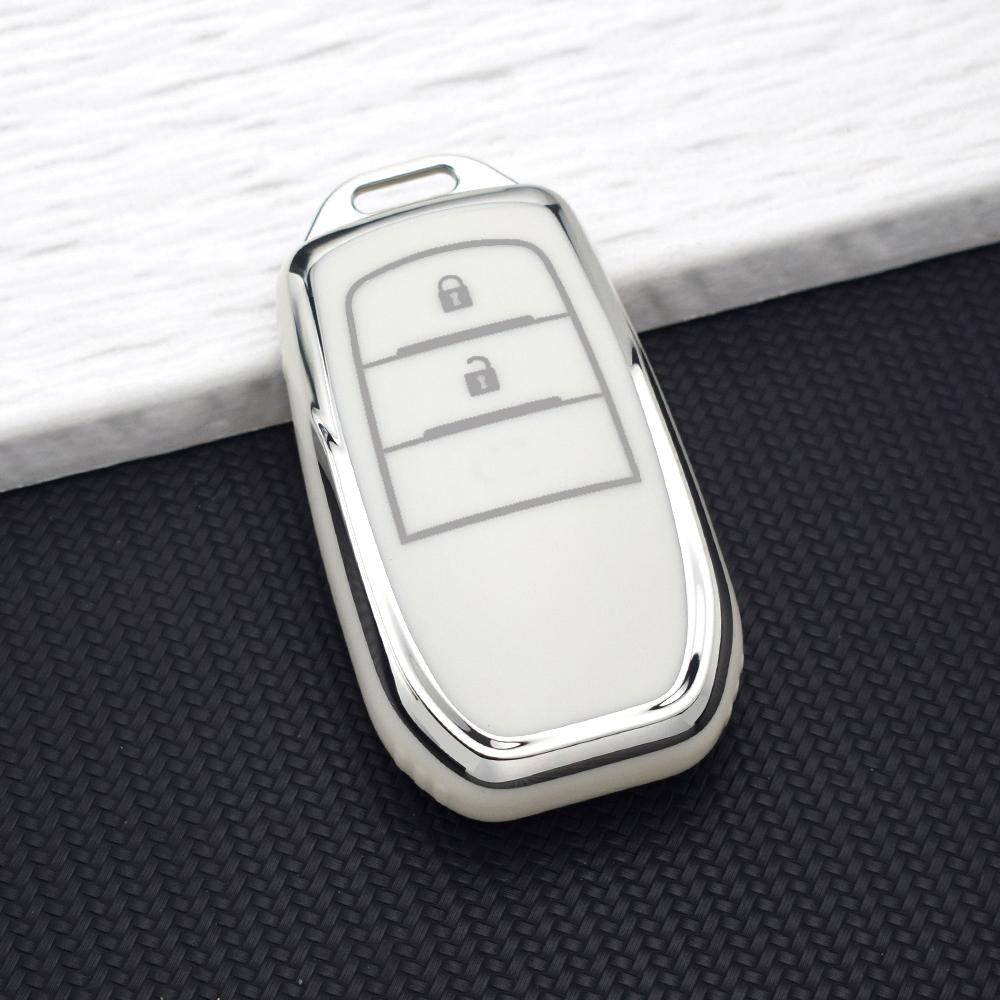 2/3 Buttons TPU Car Key Fob Case Cover for Toyota CHR Hilux Fortuner Land Cruiser 200 Camry Corolla Crown RAV4 Highland Keychain