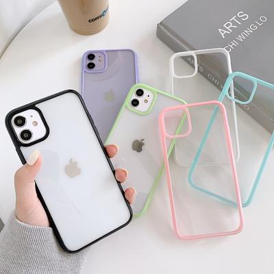 Stoßfeste, bunte Stoßstange, klare Handyhülle für iPhone 15 14 13 12 11 Pro XR X XS Max 8 7 Plus SE transparente, weiche Acrylabdeckung
