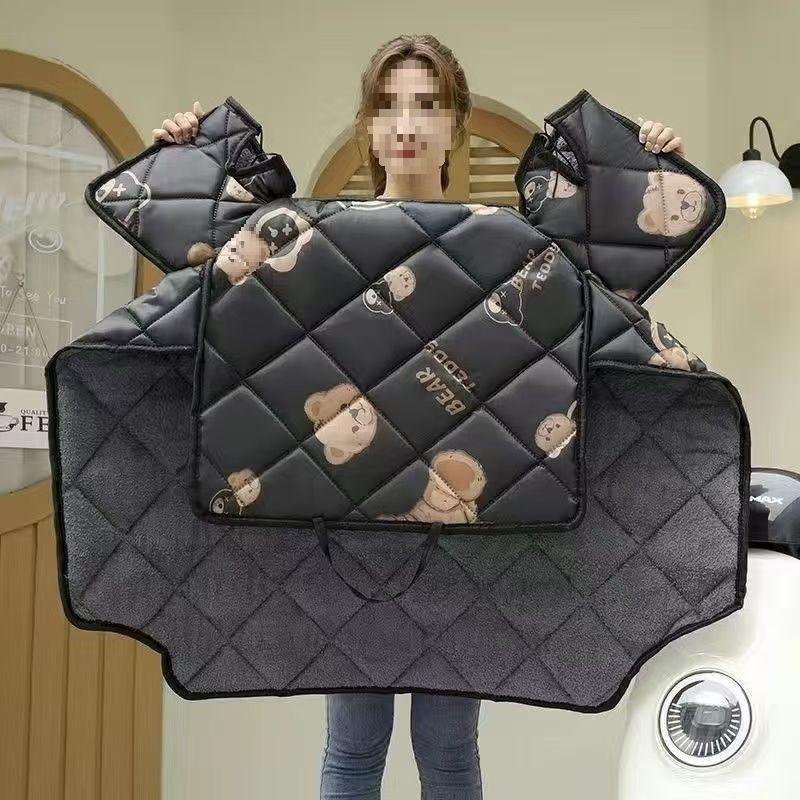 Thickened Waterproof Fleece-lined Windshield for Electric Vehicles - Cold-Proof Cover for Spring, Autumn, and Winter