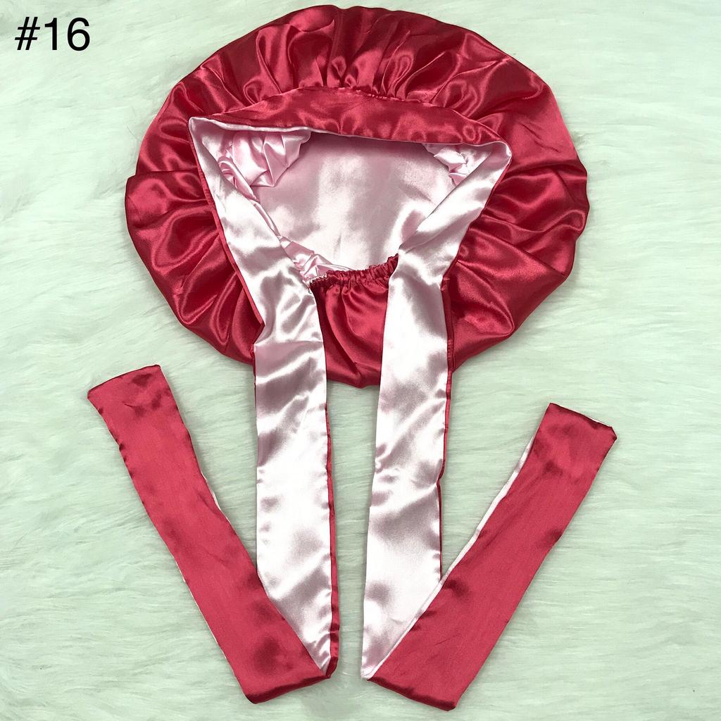 Woman Sleeping Bonnets and Satin Hair Wraps Soft Silk Bonnet Long Tie Plain Hair Bonnet