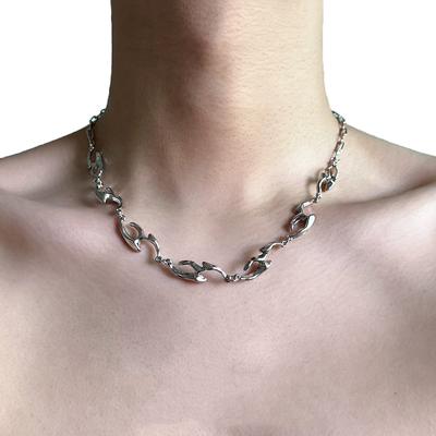 Personality Cyberpunk Flame Cosplay Necklace Unisex Choker Alloy Sliver Chain Pendant Jewelry Hip-pop Punk Accessory Props Gifts