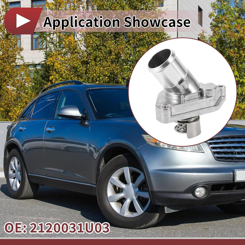 Car Thermostat for Infiniti g for FX for EX EX35 FX37 Q50 G37 Q70 I30 Engine Coolant Thermostat Housing Assembly No.2120031U03 Aluminum Alloy