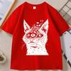 Weirdcore Cat T Shirt Harakuju Creepy Horror Goth Cat TShirt Gothic Dark Aesthetic Tshirt Casual Round Neck Cotton Tees Tops