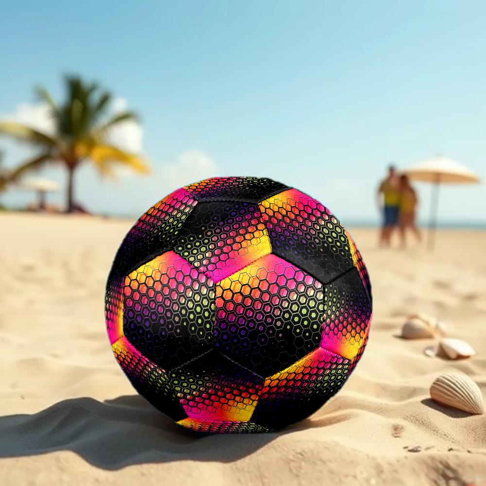 Hexagonal Gradient Colorful Hexagon Size 5 Soccer Ball Machinestitched Indooroutdoor Universal Football Surprise Collection Gift Birthdaychristmas