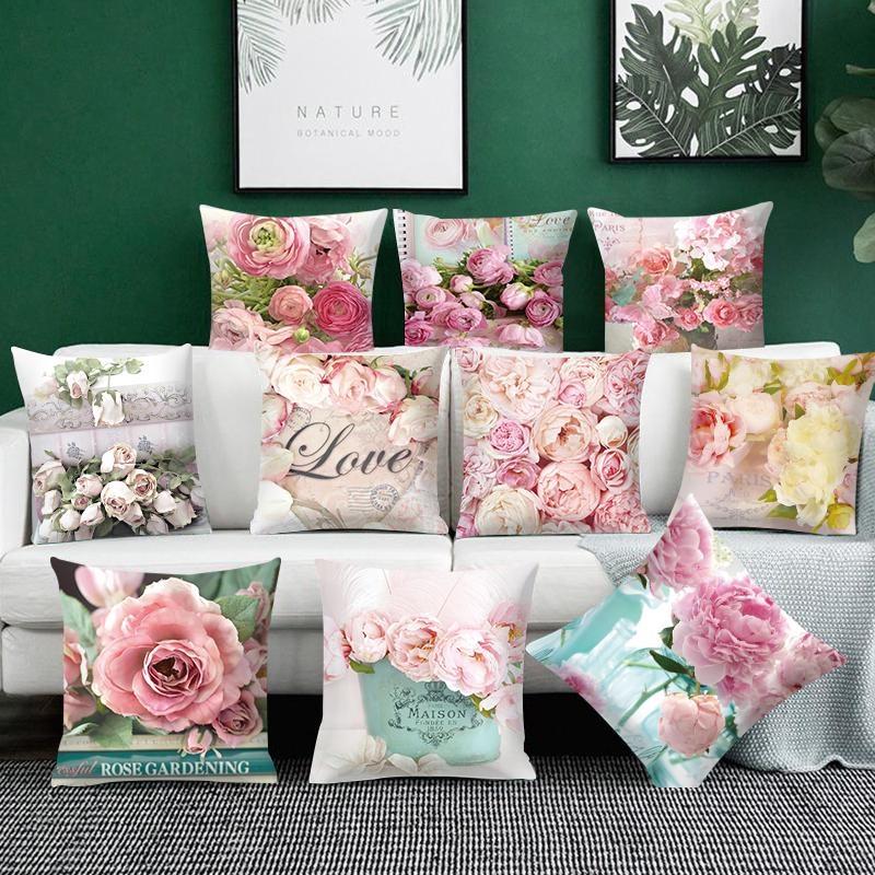 1PC New Retro Realism Rose Flower Series Printed Single Side Pillow Cover Car Cushion Cover Sofa Living Room Bedroom Pillow Cover  (No Pillow Inner)