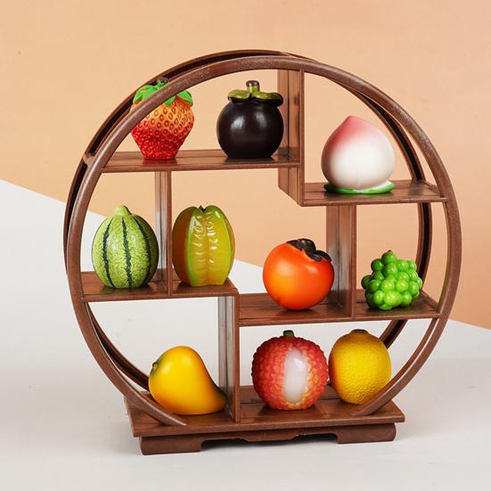 Minyatür Sergileme Rafı Çin Tarzı Mobilya Yuvarlak Dekoratif Raf Süsü 1 Kişilik:12 Bebek Evi Minyatür Modeli