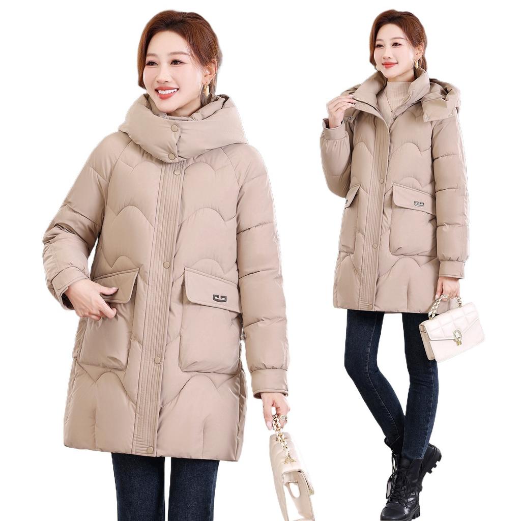 New winter hooded cotton-padded clothes women's medium and long cotton-padded clothes plus size women's clothes thickened cotton-padded jacket