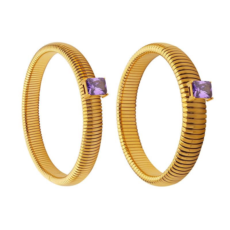 Elegant Gold-Plated Zircon Elastic Bangle: Korean-European Style Women's Jewelry