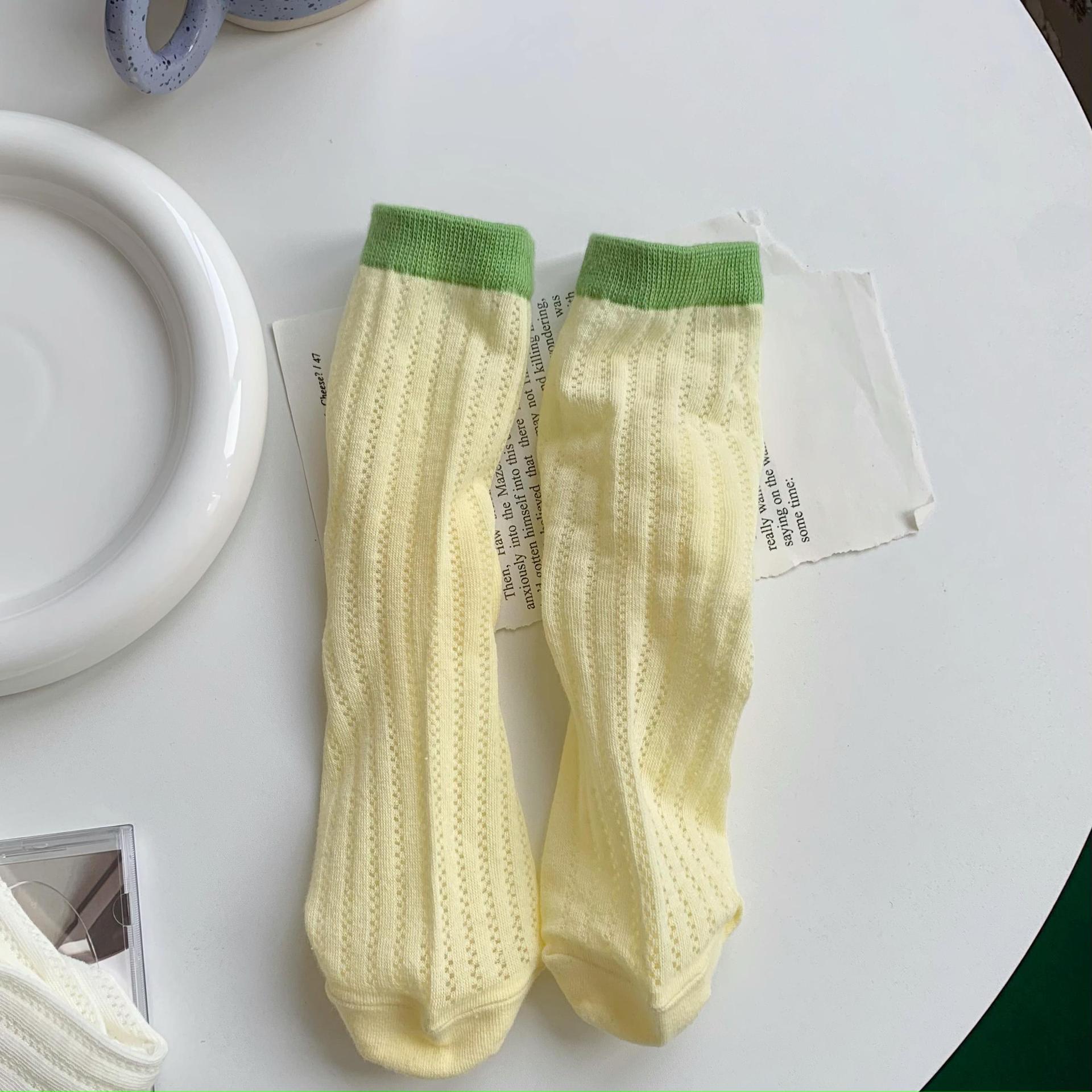 

Cream Socks Breathable Medium Tube Socks Xiaohongshu Same Contrasting Color Summer Versatile Stacking Socks one size