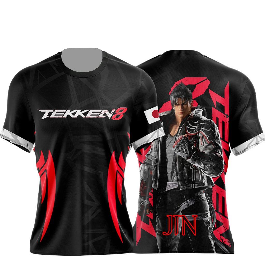 Bandai Tekken 8 Jin Kazama T-shirt 3D ad Asciugatura Rapida per Uomini Donne Bambini Estate Sportiva da Gioco Maglietta Estiva per Esterno Abbigliamento Familiare