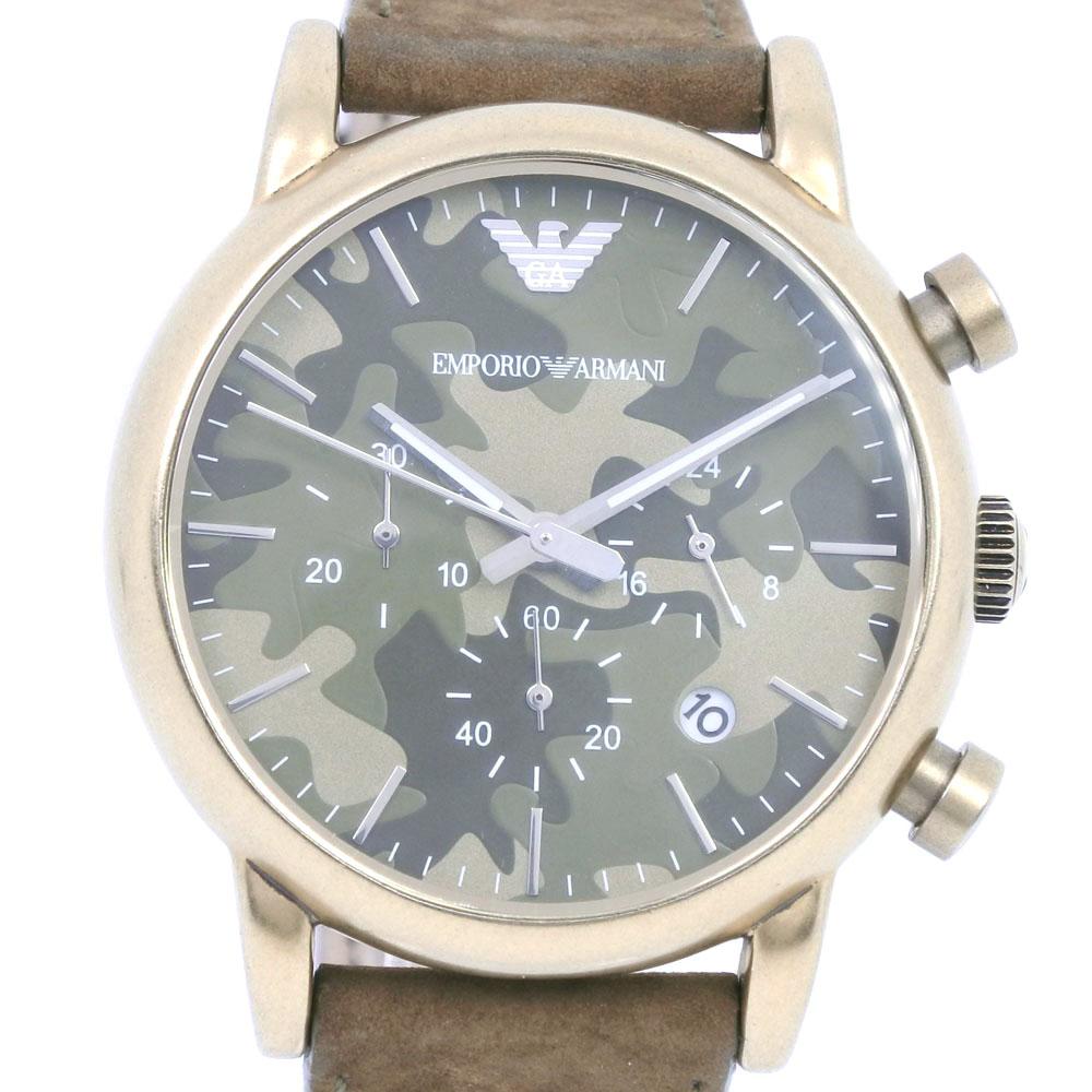 

ARMANI Watches AR-1818 camouflage camouflageDial Stainless Steel/leather Quartz Chronograph mens Used
