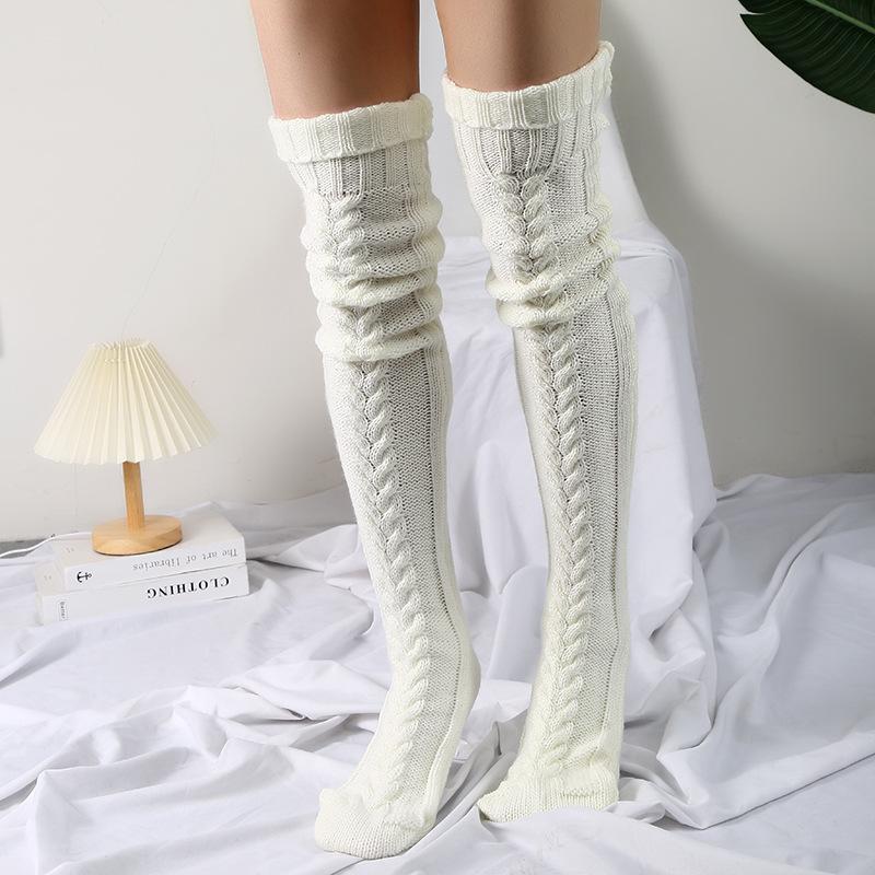 Stacked Socks Popular Fashion Trend Models Knee-High Socks Lengthened Knitted Socks Long Long Woolen Women's Socks