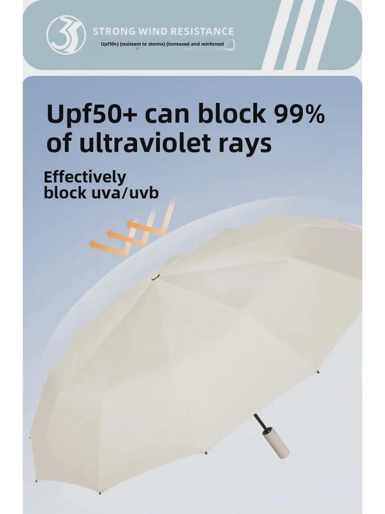 60-Bone Automatic Umbrella: Dual-Use, Large, Wind-Resistant, Sunshade with UV Protection for Men and Women