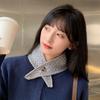 Cold Resistant Knit Triangular Scarve Solid Color Knitted Cross Scarf False Collar  Female