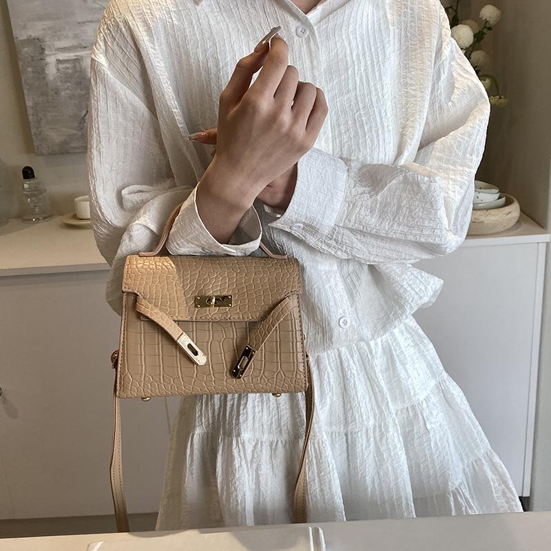 French Niche Design Stone Pattern Bag Women's 2024 Spring New Texture Handbag Retro Fashion Messenger Bag