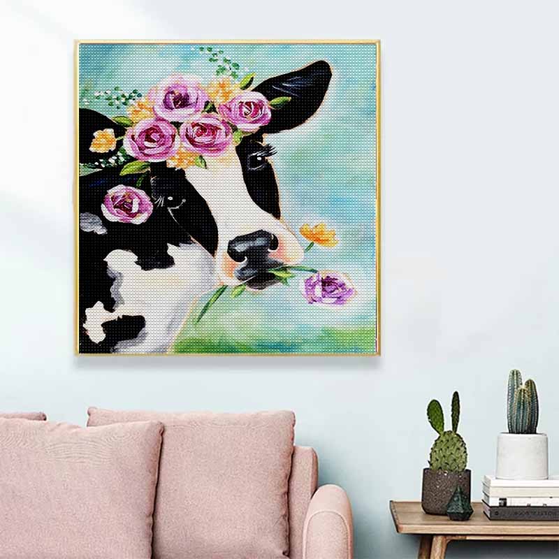 New Arrival 5D DIY Full Circle Diamond Painting "Cow" Embroidery Cross Stitch Home Decor Gift