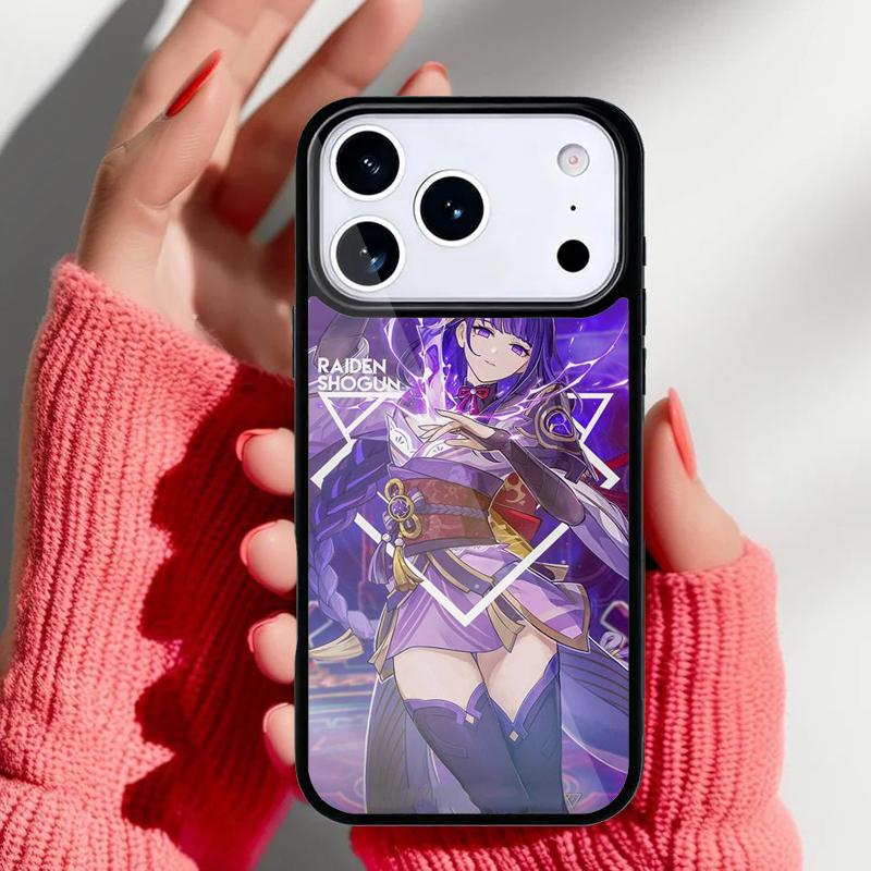 Genshin Impact Raiden Shogun Phone Case for iPhone 17 16 15 14 13 Pro Max Back Cover for 12 11 Pro Coque