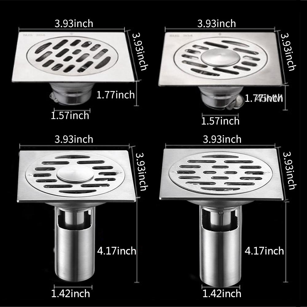 Floor Drain Anti-Odor Shower Drain Anti-clogging Hair Stopper Catcher Sink Strainer Stainless Steel Drain Protectors Bathroom Toilet Tub Tile Insert F
